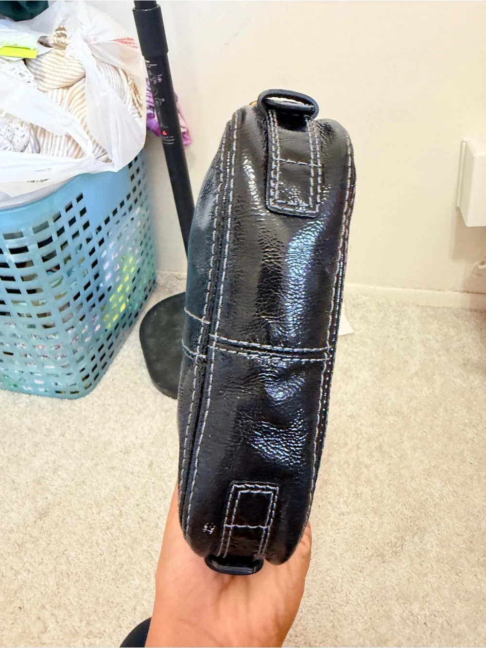 Black Patent Coach  Leather Mini  Bag